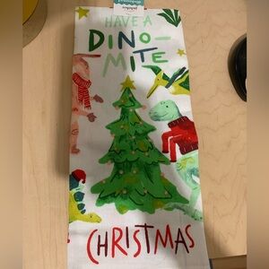 Dinomite Christmas kitchen towel